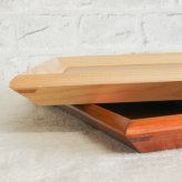 トレイ お盆 名入れ 名前入れ トレー 木製 角型 40cm おしゃれ 北欧 ナチュラル おぼん 長角膳 配膳 カフェ 旅館 ホテル 飲食店 和風 洋風 正月 お供え アンティーク 木目 ブラウン 40×30×2.4cm 父の日 男性 女性 定年 退職 卒業