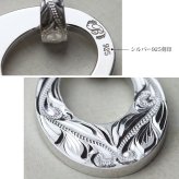 ハワイアンジュエリー ネックレス シルバー スクロール ネックレス 刻印 無料 誕生石入れ可 オーバルサークル Lサイズ 全長29mm ロジウムコーティング シルバー925 ギフトラッピング可能 プレゼント ハロウィン 【品番：CG-SP309】