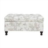 チェア 椅子 ジェニファーテイラー ベンチ 収納付き Toile de Jouy トワル ド ジュイ ロココ調 アンティーク調 ヨーロピアン クラシック インテリア ファブリック 布 エレガント おしゃれ 輸入家具 収納付 新生活