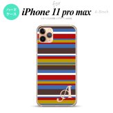 iPhone11ProMax iPhone11pro max スマホケース ハードケース ボーダー ブルーブラウン +アルファベット メンズ レディース nk-i11pm-703i