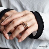 ステンレス 3連リング コネクテッドリング ごつめ ワイド ボリューム マルチ ミックス ゴールド シルバー ピンク 指輪 重厚感 太め 大きめ 存在感 メタル お洒落 重ね 大人っぽい レディース 女性 金属アレルギー対応