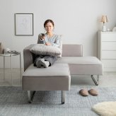 2人掛けカウチソファ カウチソファ ソファー オットマン ユニット 組み合わせ セット ロー フロア クッション付き オットマン付き アームレスト 肘付き 2人掛け 二人用 ごろ寝 ベロア ベルベット風 モダンや海外インテリアとも相性抜群で ポリエステル