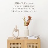 ラック 韓国風 キャビネット 天然素材 藤 ラタン 編み 手作業 整理 収納力 木目調 通気性 扉収納 リビング収納 小物 本 雑誌 作業台 幅54cm おしゃれ 天然木 ワンルーム 一人暮らし ナチュラル かごめ編み RCC-1240 新生活