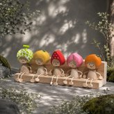 フルーツの妖精さん 5体セット｜木製オブジェ・置き物｜オレンジ・グレープフルーツ・メロン・イチゴ・モモ｜ハンドメイド