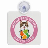 カーサイン 高齢者マーク SENIOR SAFE DRIVER キジ白 車内用 吸盤タイプ 収れん火災防止タイプ 肉球 日本製 車 ステッカー