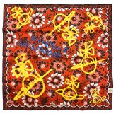 ヴィヴィアンウエストウッド Vivienne Westwood ハンカチ 大判 オーブ 刺繍 ロゴ プリント 花柄 50×50 ハンカチーフ バンダナ レディース オレンジ系マルチカラー