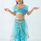 ジャスミン 衣装 子供 アラジン プリンセス ドレス 子供用 ハロウィン クリスマス 仮装 コスプレ アラビアン 女の子 ダンス衣装 お姫様 仮装 なりきり コスチューム TDL パーティー  舞台 誕生日 プレゼント ギフト ビスチェ パンツ ヘアバンド ティアラ 4点セット