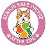カーサイン 高齢者マーク SENIOR SAFE DRIVER 茶白 マグネット 強力 直径13cm 肉球 日本製 車 ステッカー