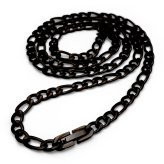 ステンレス フィガロ喜平ネックレス ブラック チェーンネックレス 幅5mm 細身 かっこいい クール シンプル 大人 中折れ メンズ 男性 金属アレルギー対応