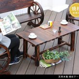 テーブル 焼杉 送料無料 簡単組立 天然木 木製 ガーデン ロー 丸太 車輪ベンチシリーズ 庭 公園 店舗 ショップ 什器 新築祝い 車輪 ログ カントリー 民芸 古木調 アンティーク チェア ベンチ 縁台 和風 モダン