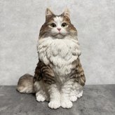 WooBia ウービア 猫 置物 お座りノルウェージャンフォレストキャット マスターズエディション 高さ29.5cm リアル 長毛 ネコ アニマルオブジェ 玄関 リビング インテリア 猫好き 新築祝い 開店祝い 退職祝い プレゼント ギフト