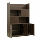 国産 スライド扉付き書庫 W1200 D400 H1820 家具 書庫 収納家具 木製家具 オフィス家具 書斎 社長室 役員室 大川家具 日本製 突板 化粧板 スライド扉付き 棚板可動 ソフトクローズ シンプル モダン 幅 120cm