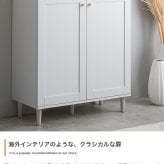 3枚扉キャビネット 幅110cm×奥行38cm×高さ90.2cm 可動棚 大容量 パーティクルボード MDF 天然木 メラミン 組立品 海外インテリアのような上品で華やかなお部屋づくりにぴったりです 日用品や家電の収納に便利です グレージュ ホワイト