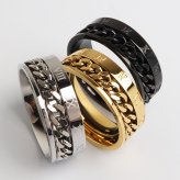 ステンレス ローマ数字リング 喜平 チェーンリング 動く ギミックリング メンズ ゴールド シルバー ブラック 指輪 メタル 文字 かっこいい 大人 お洒落 プチプラ 男性 金属アレルギー対応