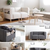 ソファ 座椅子 2人掛けワンルームでも無理なく置けるコンパクトサイズ♪2P 布地 2人用 sofa レトロ ミッドセンチュリー リビング 椅子