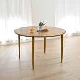 開梱設置無料 ダイニングテーブル 単品 120cm幅 木製 4人用 チーク無垢材 丸型 コンパクト 机 インテリア おしゃれ ナチュラル 天然木 北欧 カフェ 食卓 モダン ワックス仕上げ 新生活