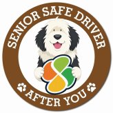 カーサイン 高齢者マーク SENIOR SAFE DRIVER オールドイングリッシュシープドッグ マグネット 強力 直径13cm 肉球 日本製 車 ステッカー