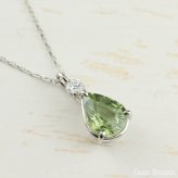  グリーンサファイア 　１．４５８ct 　ダイヤモンド　ネックレス 　ペンダント プラチナネックレス Pt900　ネックレス レディース 一粒ネックレス  誕生石 シンプル Drops