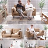 ソファ 座椅子 2人掛け帆布 二人掛け ー おしゃれ アイアン かわいい ロータイプ コンパクト リビング メンズライク Gema カフェ風 脚取り外し可能 フロア sofa クッション付き 2人がけ 二人がけ 肘付き 肘掛け