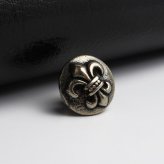 百合の紋章 フレア コンチョ ネジ式 財布 ウォレット 飾りボタン スマホケース レザー ハンドメイド カスタム パーツ アンティーク シルバー 燻し 小ぶり メンズ 男性