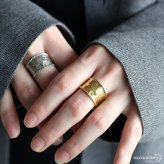ステンレス スターリング 星 ワイドリング 幅広 太め ゴールド 18K GP シルバー フリーサイズ レディース 女性 指輪 金属アレルギー対応