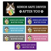 カーサイン 高齢者マーク SENIOR SAFE DRIVER ノルウェージャンフォレストキャット ステッカー シール 長方形 15x5cm 肉球 日本製 車