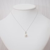 ［pearl587］ 8mm - 8.5mm ホワイトピンク ペンダント ダイヤモンド付 あこや真珠 0.01ct