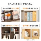 収納家具 ラック スライド棚付きコミック 大容量 幅120cm 奥行33cm コミック約285冊 扉付き収納 壁面収納 書斎 文庫本 DVD CD 書類 雑誌 絵本 漫画 整理 魅せて 隠して すっきり収納 木目調 リビング収納 高さ調節 縦積み 連結