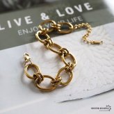 ステンレス 大ぶり オーバル チェーンブレスレット ゴールドブレスレット メタル 18KGP 楕円 存在感 透かし 軽やか 華やか 可愛い レディース 女性 金属アレルギー対応