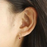 ピアス 5月 誕生石 エメラルド アンティーク調 バースデイピアス K18 イエローゴールド ミル打ち ジュエリー 天然石 アクセサリー レディース ギフト プレゼント