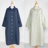 パジャマ ワンピース レディース 綿100％ ダブルガーゼ 日本製 長袖 前開き 無地 春 夏 秋 ルームウェア ワンピース 入院 ギフト 敏感肌にやさしい 【19130762】