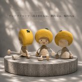 フルーツの妖精さん 5体セット｜木製オブジェ・置き物｜オレンジ・グレープフルーツ・メロン・イチゴ・モモ｜ハンドメイド