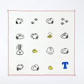 スヌーピー ミニタオル アイコン(T) イニシャル アイボリー ハンカチ SNOOPY