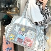 痛バッグ トートバッグ かわいい 大容量 通販 痛バック トートバック 痛バ 推し活バッグ 推し活バック トート 手提げ 肩掛け 鞄 かばん カバン バッグ バック クリアポケット ポケット 透明ポケット リボン 可愛い 大きい 大きめ 大人 レディース 通学