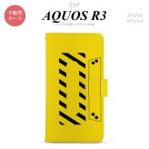 SH-04L/SHV44 AQUOS R3 手帳型スマホケース カバー カセットテープ 黄  nk-004s-r3-dr190