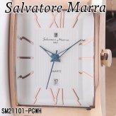 【送料無料】（お取り寄せ）腕時計 メンズ Salvatore Marra サルバトーレマーラ レクタンギュラー(スクエア)ケース 3気圧防水 レザーベルト アナログ SM21101-PGWH ブランド 人気 シンプル ウォッチ カジュアル フォーマル [SM21101-PGWH]