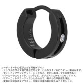 ライオンハート シングル フープピアス クリアキュービックジルコニア ブラック 黒 サージカルステンレス 金属アレルギー対応 片耳用 1点売り メンズ ブランド