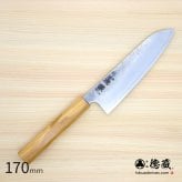 三徳ステンレス包丁　170mm 銀三 梨地仕上げ オリーブ八角柄 日本製 徳蔵刃物 【TOKUZO KNIVES】 JAPAN Kitchen Knives 包丁 ほうちょう ホウチョウ 切れ味 家庭用 万能 両刃 お手入れ簡単 錆に強い プレゼント ギフト 贈り物 一生モノ ステンレス INOX・イノックス