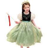 最安挑戦中 高品質 エルサ風 子供 ワンピース お姫様 アナ風 ドレス 衣装 キッズ コスチューム 緑色 女の子 コスプレ 発表会 誕生日 ギフト ハロウィン プレゼント クリスマス 雛祭り 七五三 半袖 100-140 なりきりアイテム