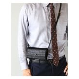 ショルダーバッグ 肩掛け財布 クラッチバッグ ショルダーウォレット 長財布 3way クロコダイル 本革 お財布 財布バッグ 長財布 斜め掛け 肩掛け  メンズ ブラック ボタニカル柄 アンティーク柄 上品 個性的 高級感 上質感 4FA (06001983-mens-1r)