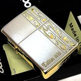 ZIPPO ライター トライバル アラベスク おしゃれ ジッポ シルバーサテン サイドゴールド 唐草 彫刻 かっこいい シンプル レディース メンズ プレゼント ギフト