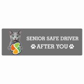 カーサイン 高齢者マーク SENIOR SAFE DRIVER ロシアンブルー ステッカー シール 長方形 20x6.7cm 肉球 日本製 車