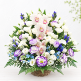 お供え花 お悔やみ 生花アレンジメント LLサイズ 高さ約50cm フラワーアレンジメント 供花 仏花 命日 お盆 お彼岸 法事 四十九日 一周忌 三回忌 枕花 送料無料【北海道・沖縄・九州・四国・中国・離島は配送不可】