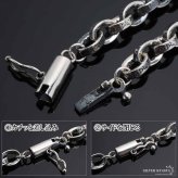 シルバー925 梵字 六字真言 ペーパーチェーン 幅5mm シルバー ネックレスチェーン 重厚 二重ロック シルバーネックレス メンズ 男性 金属アレルギー対応