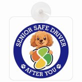 カーサイン 高齢者マーク SENIOR SAFE DRIVER ダップー 車内用 吸盤タイプ 収れん火災防止タイプ 肉球 日本製 車 ステッカー