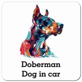 Dog in car Doberman ドーベルマン Dタイプ ポップアート風 カーサイン 車 マグネットステッカー 犬 マグネット 強力 13x13cm 正方形 おしゃれ かわいい ドラレコステッカー 安全対策 危険運転 煽り運転 アニマル 動物 犬種別 屋外 防水 屋内