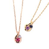 オーダーメイド しずく ネックレス 誕生石 2石 Ties K18 18金 18K K10 10金 10K プラチナ ドロップ型 雫 女性 レディース 誕生日 記念日 プレゼント ギフト 誕生日プレゼント 20代 30代 40代 妻 彼女 天然石 ダイヤモンド ダイヤ ルビー 小さい 小さめ ピンクゴールド ゴールド 選べる 金属アレルギー対応 金属アレルギー