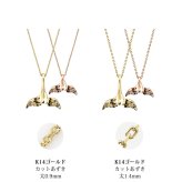 ゴールド ネックレス ハワイアンジュエリー ネックレス ホエールテール ゴールド ペアネックレス 2本セット Sサイズ Lサイズ 刻印 無料 誕生石 14K K14ゴールド K10 10Kあずきチェーン太0.7mm 2本セット カップル 夫婦 プレゼント ハロウィン 【品番：CG-GP114-GP115P】