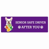 カーサイン 高齢者マーク SENIOR SAFE DRIVER フレンチブルドッグ ステッカー シール 長方形 20x6.7cm 肉球 日本製 車