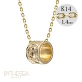 ゴールド ネックレス ハワイアンジュエリー ネックレス ゴールド イエローゴールド ネックレス スクロールチューブ Lサイズ 14k k14カットあずきチェーン太1.4mm 長さ ギフトラッピング可能 メンズ レディース プレゼント ハロウィン 【品番：CG-GP126-CH1020】